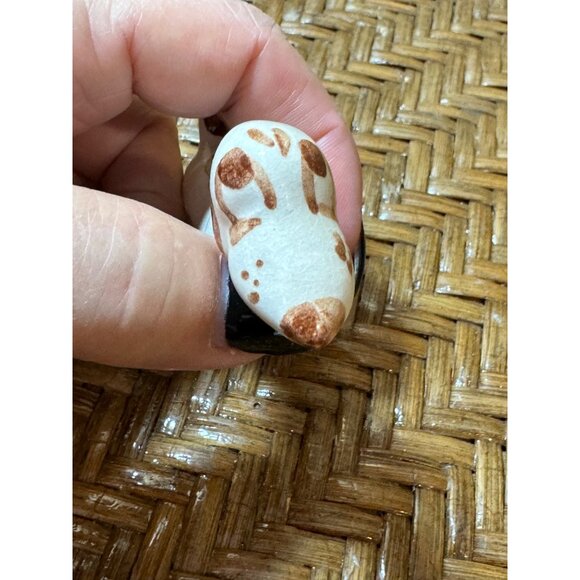 Set Of 3 Vintage Ceramic Dog Figurines White With Brown & Yellow Accents - Picture 7 of 10